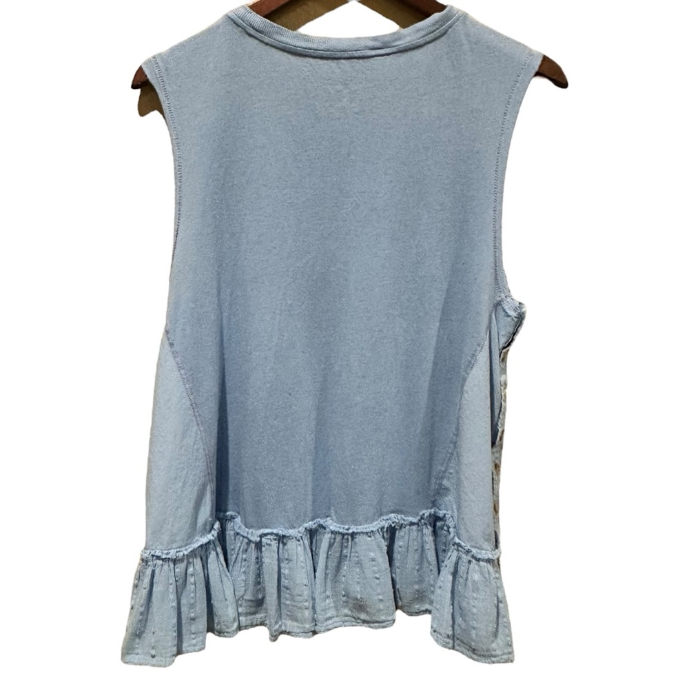 (Sold) Anthropologie Ruffle Hem Button Side Oversized Light Blue Tank Size XS - Picture 6 of 10